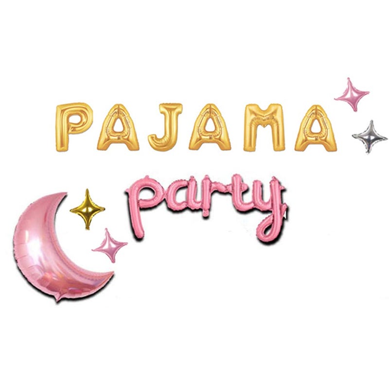 Geloar PAJAMA PARTY Decorations,PAJAMA Party Balloons for Girls PJ Mask Themed Banner for Pajama Slumber Sleepover SPA Spahhh Birthday Bday Bridal Hen Adult Party Supplies 14PCS of Qinsly (Gold, PAJAMA) - Image 2